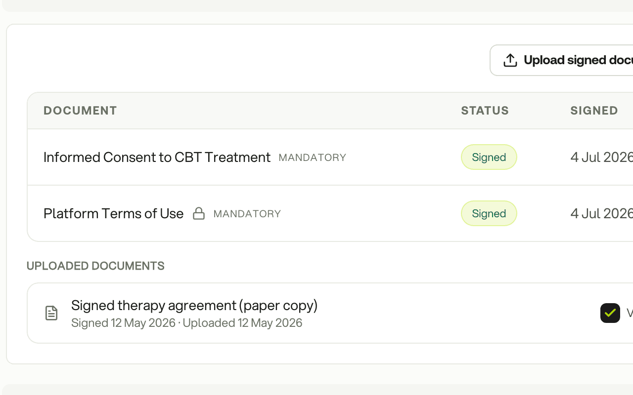 Signed documents on a client profile